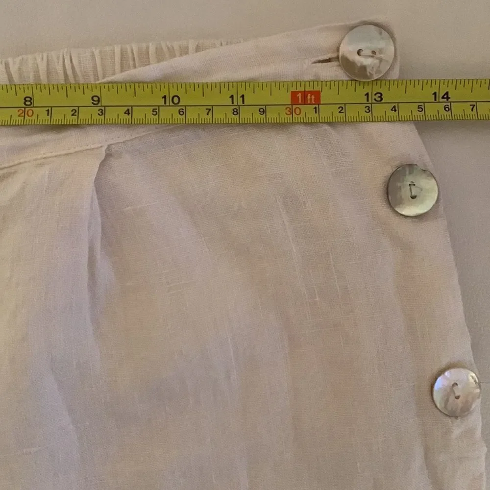Christine Damien Linen White Cropped Pants Size S